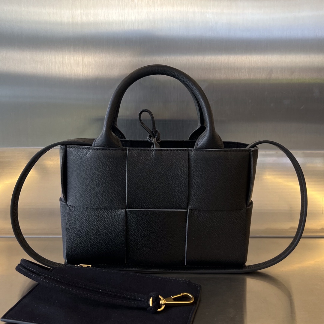 Micro Candy Arco Intreccio Leather Tote Bag Black